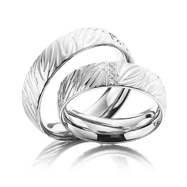 Trauringe Weißgold mit Diamanten RU-1111-WG (PAARPREIS) - Trauringmacher München