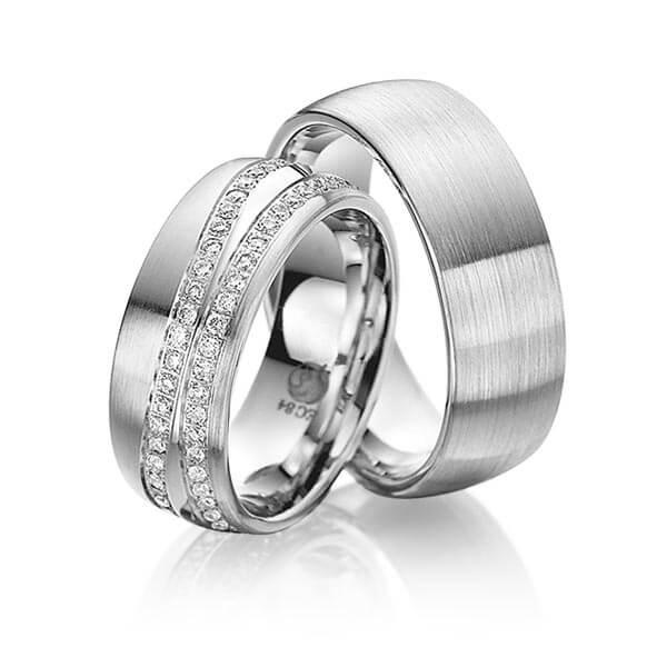 Trauringe Weißgold mit Diamanten RU-1148-WG (PAARPREIS) - Trauringmacher München