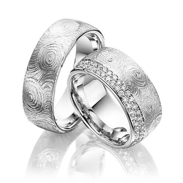 Trauringe Weißgold mit Diamanten RU-1423-WG (PAARPREIS) - Trauringmacher München