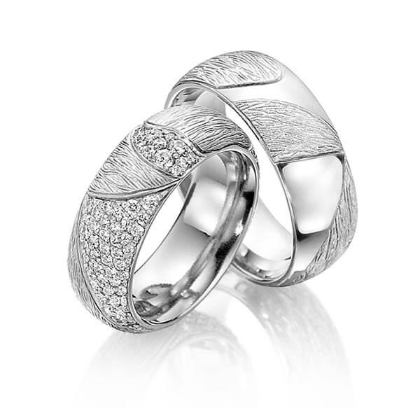 Trauringe Weißgold mit Diamanten RU-1425-WG (PAARPREIS) - Trauringmacher München