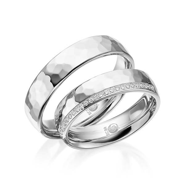 Trauringe Weißgold mit Diamanten RU-1525-WG (PAARPREIS) - Trauringmacher München