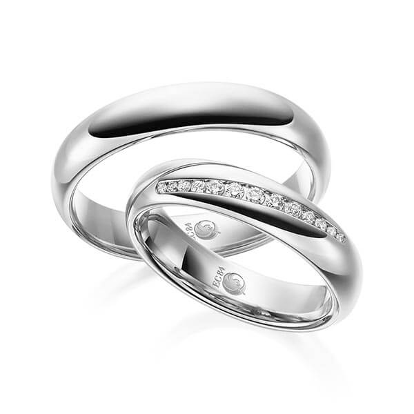 Trauringe Weißgold mit Diamanten RU-1527-WG (PAARPREIS) - Trauringmacher München