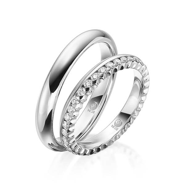 Trauringe Weißgold mit Diamanten RU-1535-WG (PAARPREIS) - Trauringmacher München