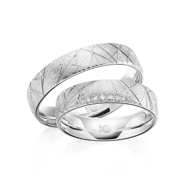 Trauringe Weißgold mit Diamanten RU-1607-WG (PAARPREIS) - Trauringmacher München