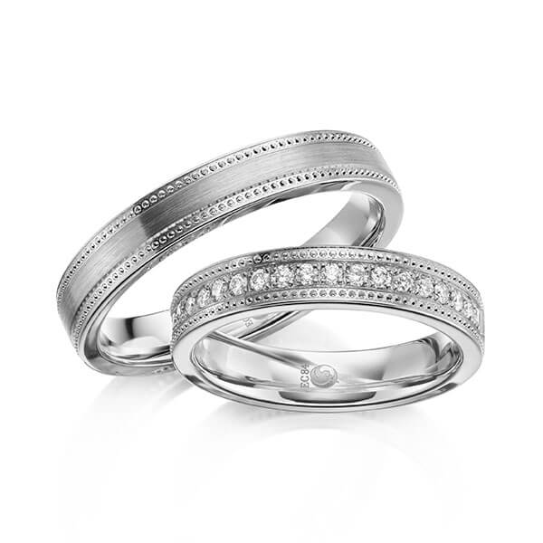 Trauringe Weißgold mit Diamanten RU-1623-WG (PAARPREIS) - Trauringmacher München