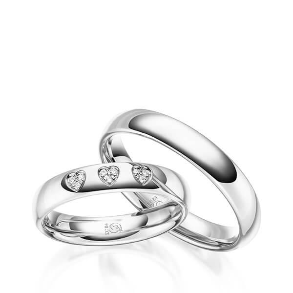 Trauringe Weißgold mit Diamanten RU-1628-WG (PAARPREIS) - Trauringmacher München