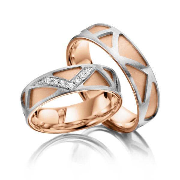 Trauringe von Mehrfarbig mit Diamanten RU-1141-WG/RG (PAARPREIS) - Trauringmacher München