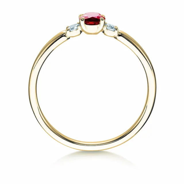 Verlobungsring GLORY PETITE Gelbgold mit Rubin & Diamanten 0.07ct - Trauringmacher München