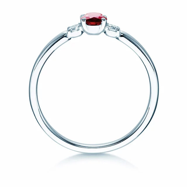 Verlobungsring GLORY PETITE Platin mit Rubin & Diamanten 0.07ct - Trauringmacher München