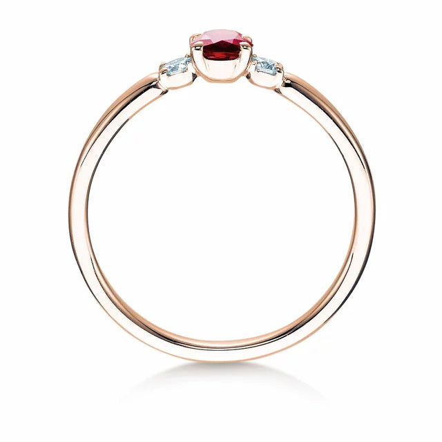 Verlobungsring GLORY PETITE Rosegold mit Rubin & Diamanten 0.07ct - Trauringmacher München