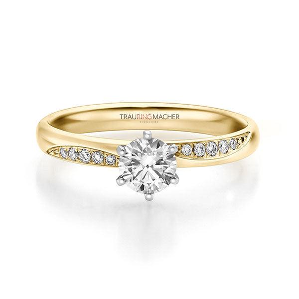 Verlobungsring Gelbgold/- 750 mit Diamanten ins. 0.572ct | THE ONE - Trauringmacher München
