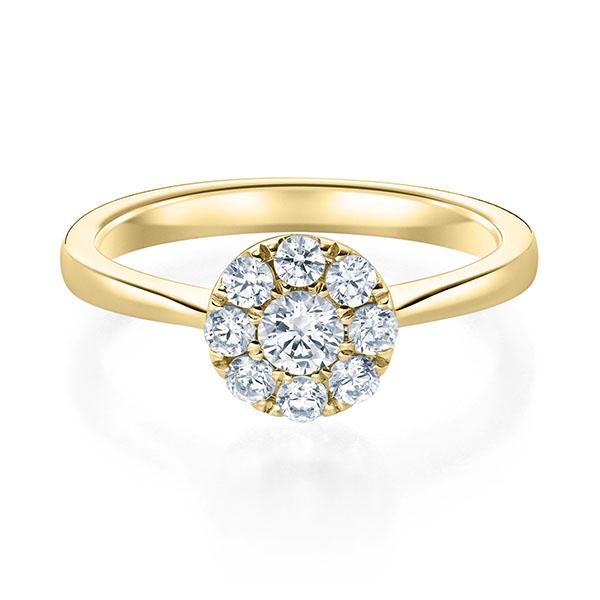 Verlobungsring Gelbgold 750/- mit Diamanten zus. 0.40ct | HALO - Trauringmacher München