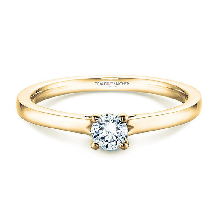 Verlobungsring Gelbgold mit Diamant 0,25ct | HERZLOVE - Trauringmacher München