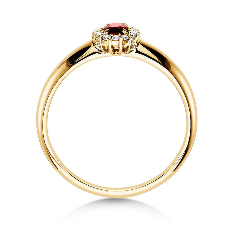 Verlobungsring JOLIE Gelbgold mit Rubin & Diamanten 0.06ct - Trauringmacher München