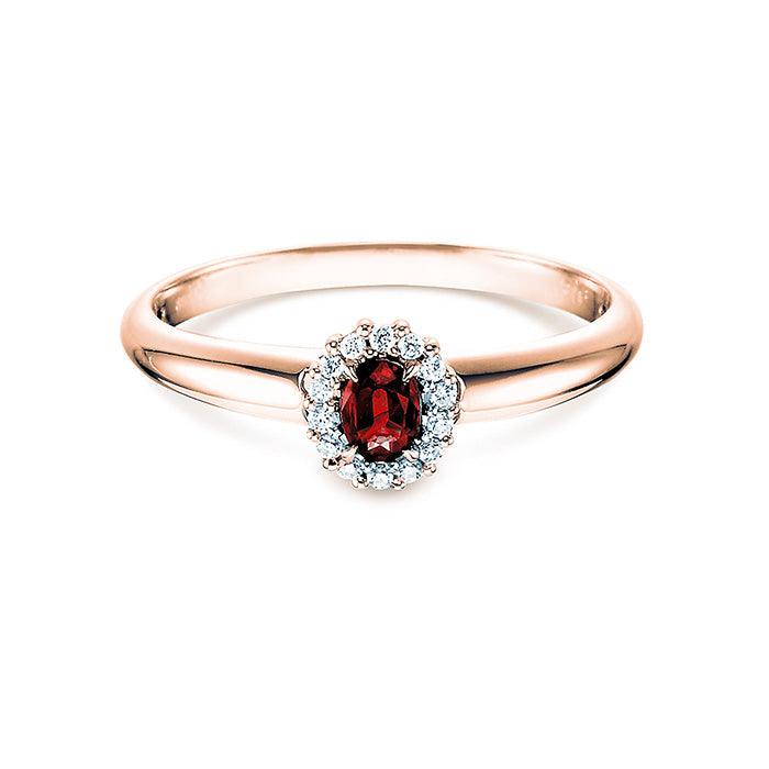 Verlobungsring JOLIE Rosegold mit Rubin & Diamanten 0.06ct - Trauringmacher München