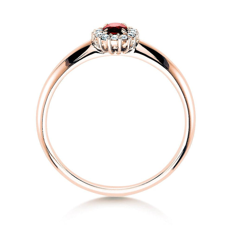 Verlobungsring JOLIE Rosegold mit Rubin & Diamanten 0.06ct - Trauringmacher München