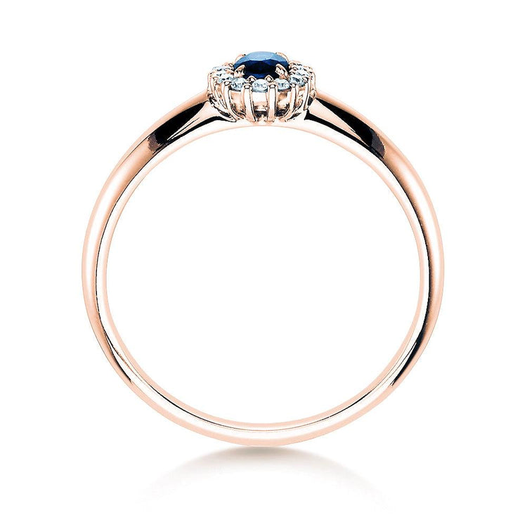 Verlobungsring JOLIE Rosegold mit Saphir & Diamanten 0.06ct - Trauringmacher München