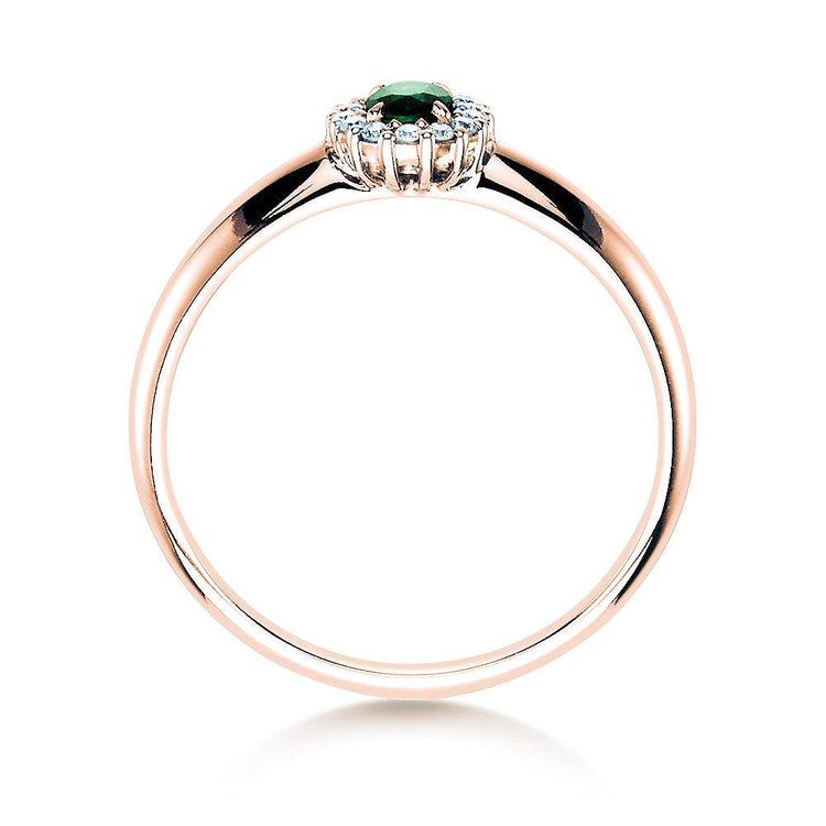 Verlobungsring JOLIE Rosegold mit Smaragd & Diamanten 0.06ct - Trauringmacher München