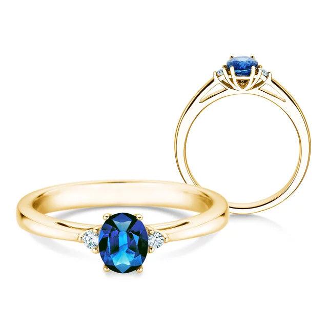 Verlobungsring LIFE Gelbgold mit Saphir & Diamanten 0.03ct - Trauringmacher München