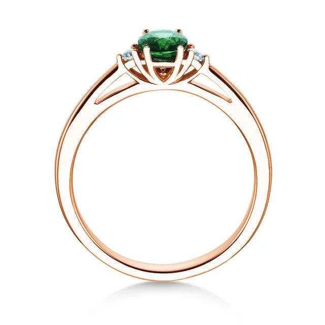 Verlobungsring LIFE Rosegold mit Smaragd & Diamanten 0.03ct - Trauringmacher München