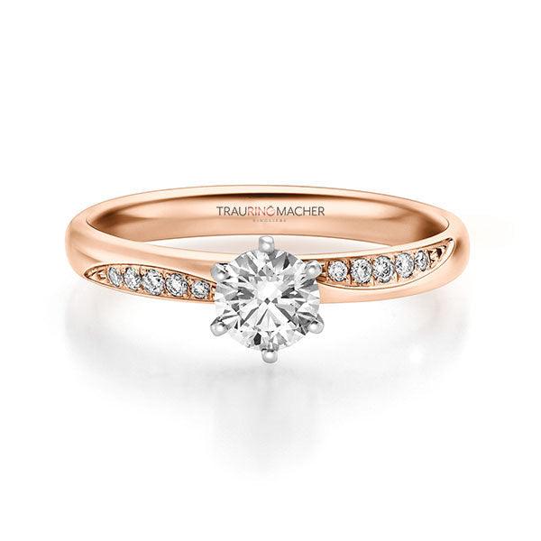 Verlobungsring Rosegold/-750 mit Diamanten ins. 0.572ct | THE ONE - Trauringmacher München