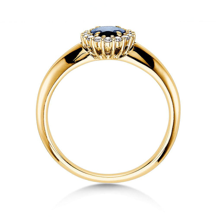 Verlobungsring WINDSOR Gelbgold mit Saphir & Diamanten 0.12ct - Trauringmacher München