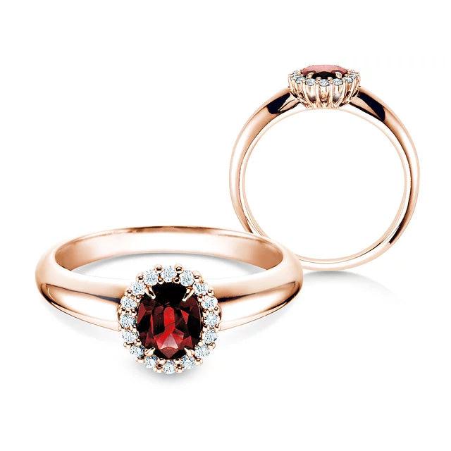 Verlobungsring WINDSOR Rosegold mit Rubin & Diamanten 0.12ct - Trauringmacher München
