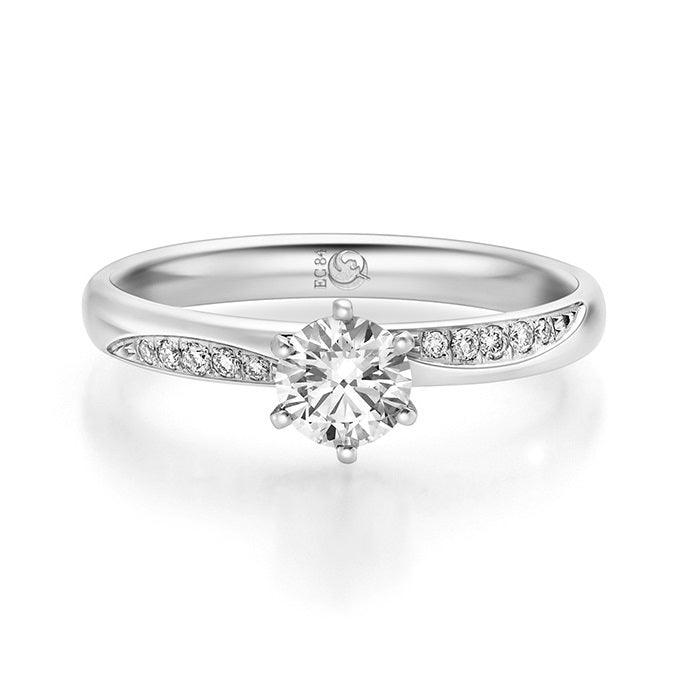 Verlobungsring Weißgold/- 750 mit Diamanten ins. 0.572ct | THE ONE - Trauringmacher München