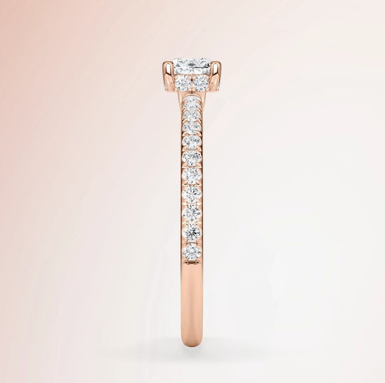 Verlobungsring Rosegold 585 mit Diamant I AMORE CUSHION PAVE
