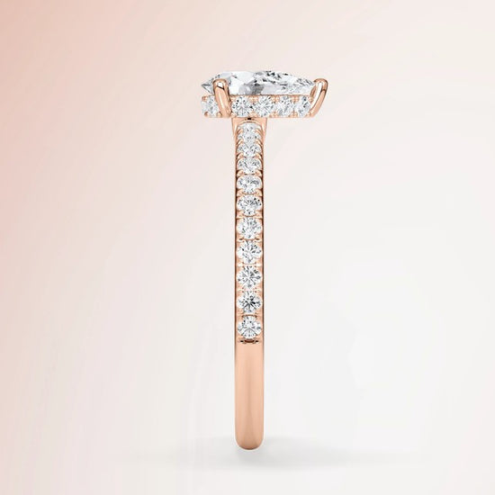 Verlobungsring Rosegold 585 mit Diamant I AMORE TROPFEN PAVE
