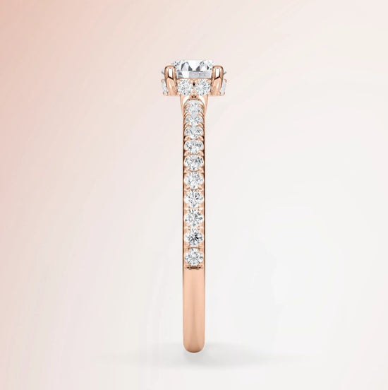 Verlobungsring Rosegold 585 mit Diamant I AMORE PAVE