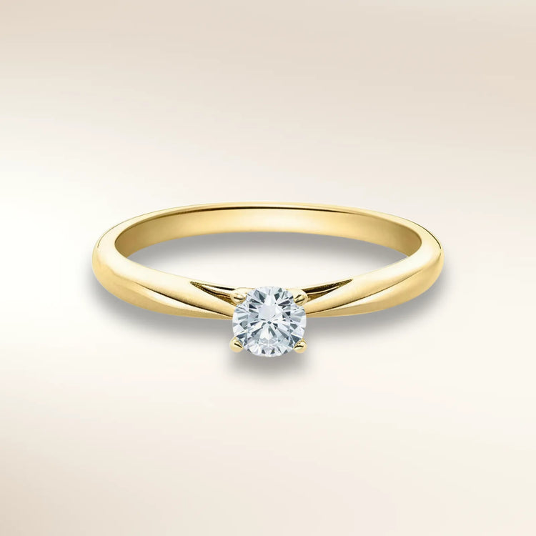 Verlobungsring HABITI Gelbgold 585 mit Diamant 0,25 ct, Solitär in Krappenfassung – Trauringmacher München & Freising