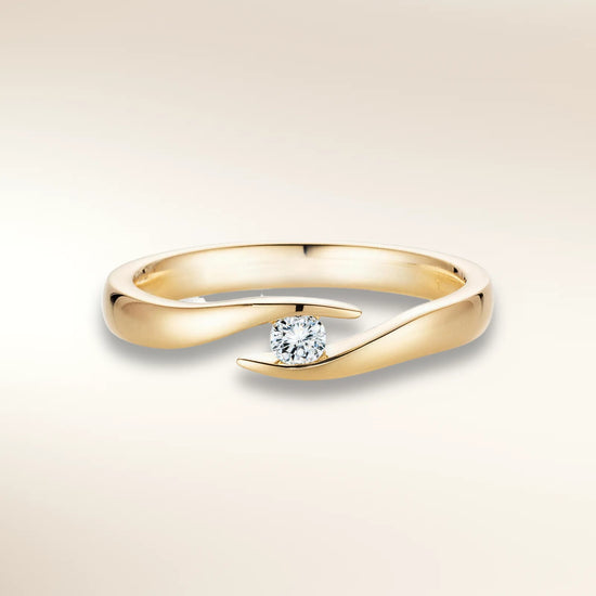 Verlobungsring TWIST Gelbgold 585 mit Diamant in Spannfassung – Trauringmacher München & Freising