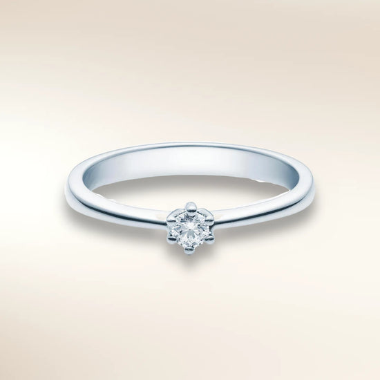 Verlobungsring FRIDRICH Platin 950 mit Diamant 0,25 ct, Solitär in 6er-Krappenfassung – Trauringmacher München & Freising