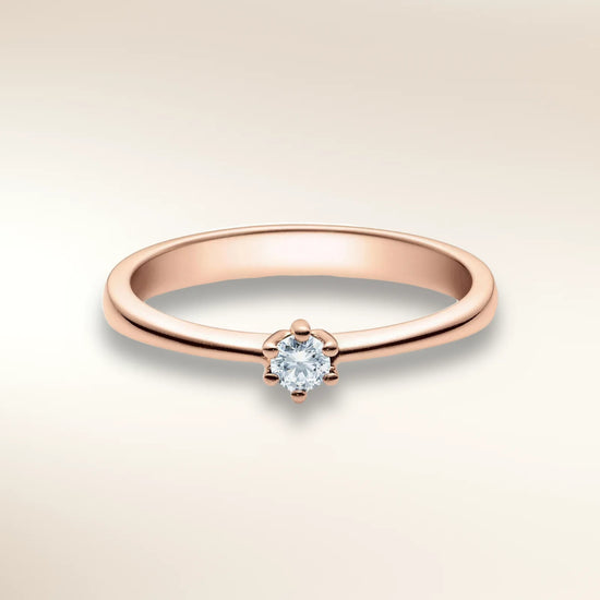 Verlobungsring FRIDRICH Roségold 585 mit Diamant 0,25 ct, Solitär in 6er-Krappenfassung – Trauringmacher München & Freising