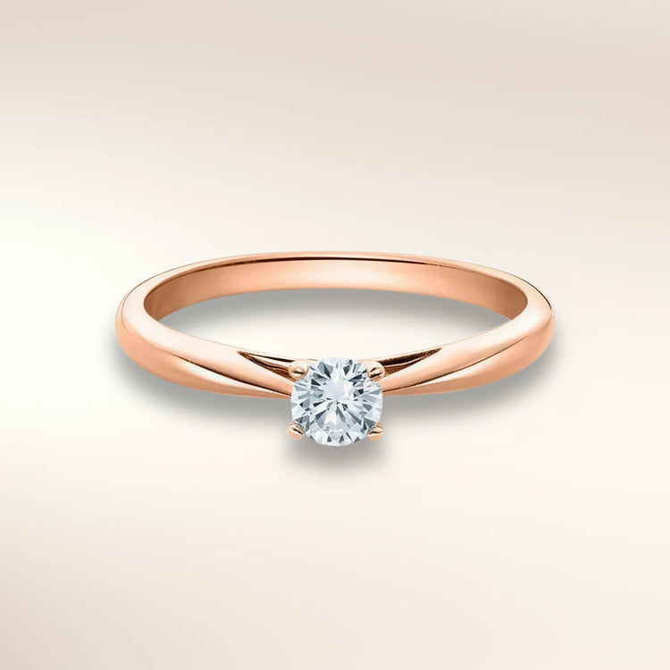 Verlobungsring HABITI Roségold 585 mit Diamant 0,25 ct, Solitär in Krappenfassung – Trauringmacher München & Freising