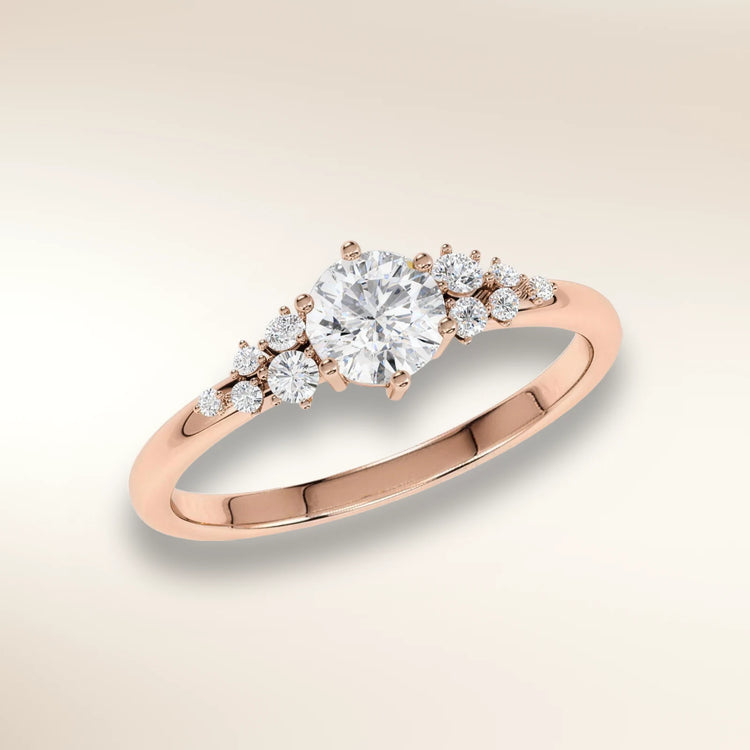 Verlobungsring MIRA Roségold 585 mit Brillant und Diamant-Seitensteinen – Trauringmacher München & Freising