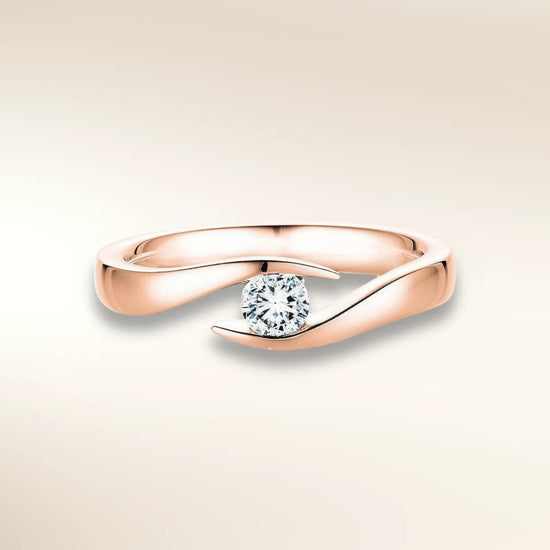 Verlobungsring TWIST Roségold 585 mit Diamant in Spannfassung – Trauringmacher München & Freising