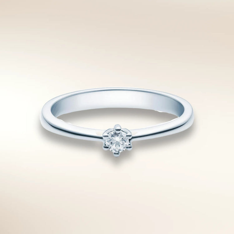 Verlobungsring FRIDRICH Weißgold 585 mit Diamant 0,25 ct, Solitär in 6er-Krappenfassung – Trauringmacher München & Freising