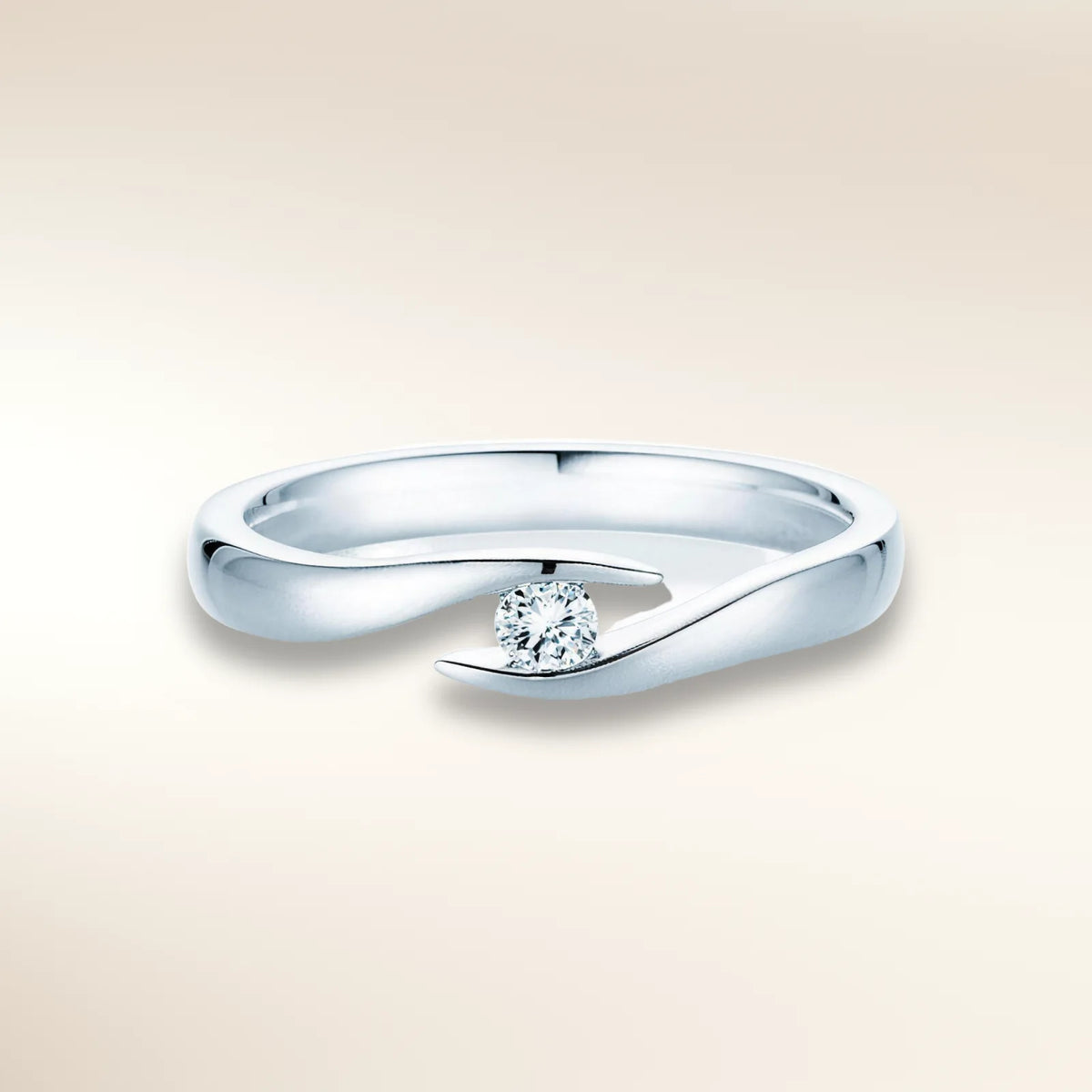 Verlobungsring TWIST Weißgold 585 mit Diamant in Spannfassung – Trauringmacher München & Freising