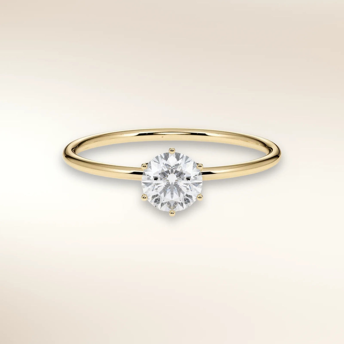 Verlobungsring EILEN Gelbgold 585, schmale Ringschiene mit Solitär-Brillant – Trauringmacher München & Freising
