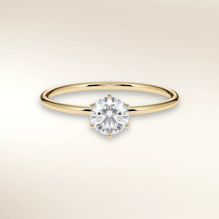 Verlobungsring EILEN Gelbgold 585, schmale Ringschiene mit Solitär-Brillant – Trauringmacher München & Freising