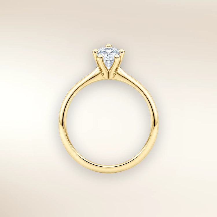 Verlobungsring FRIDRICH Gelbgold 585, klassischer Solitär mit Brillant in 6er-Krappenfassung – Trauringmacher München & Freising