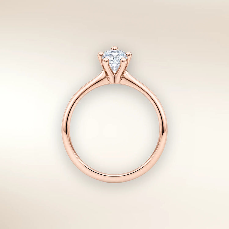 Verlobungsring FRIDRICH Roségold 585, klassischer Solitär mit Brillant in 6er-Krappenfassung – Trauringmacher München & Freising