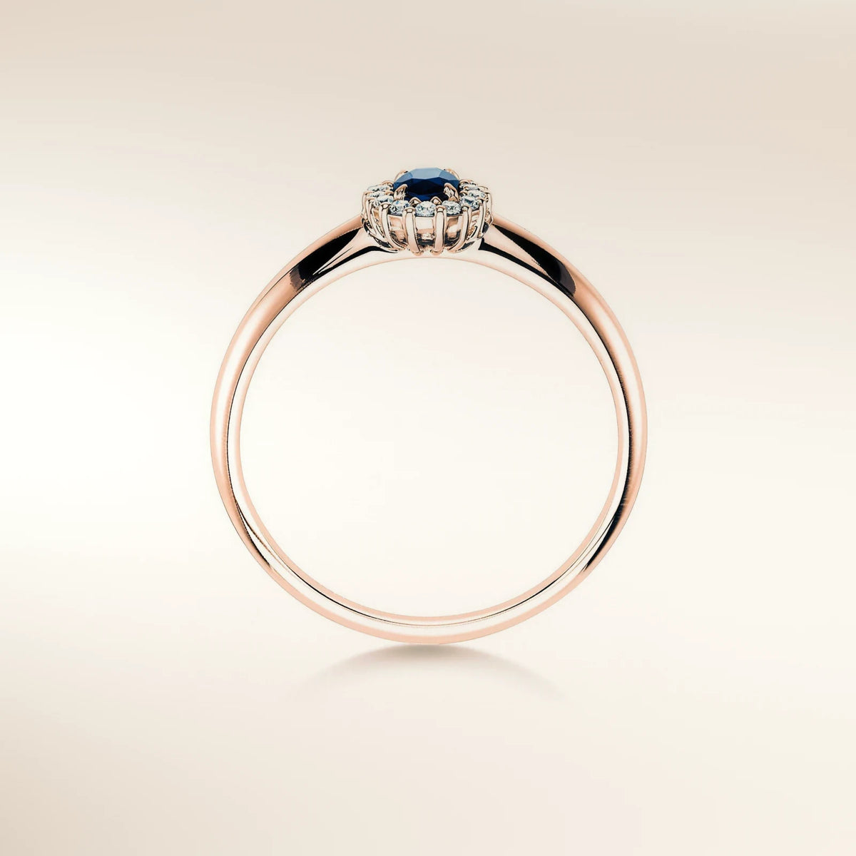 Verlobungsring JOLIE Roségold mit Saphir Seitenansicht – Trauringmacher Freising & München