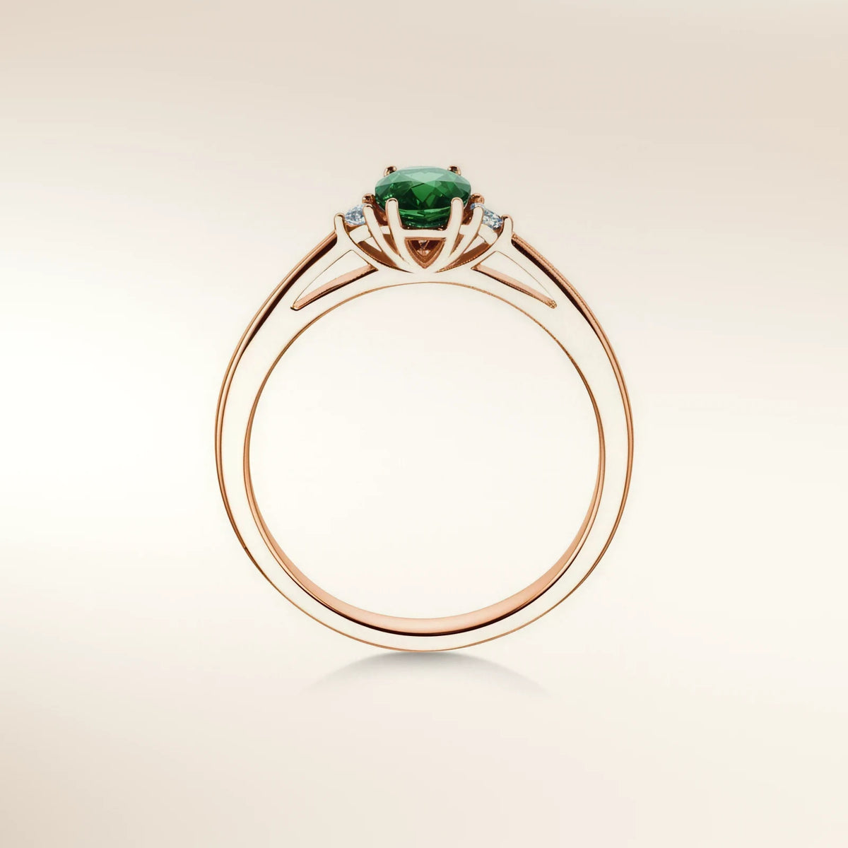 Verlobungsring LIFE Roségold mit Smaragd Seitenansicht – Trauringmacher Freising & München
