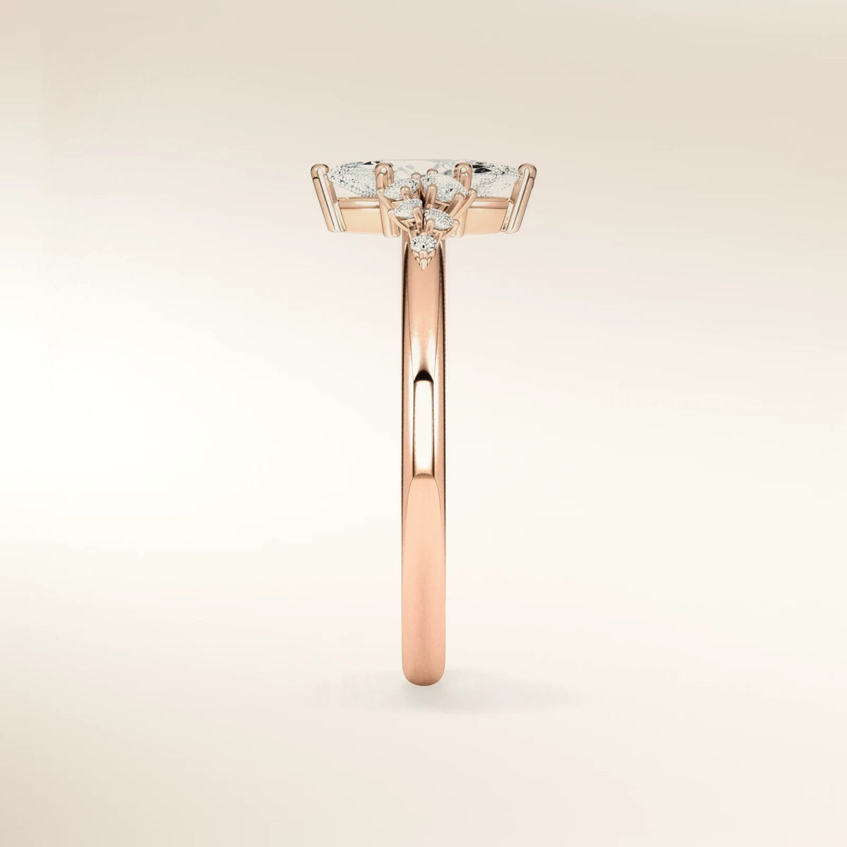 Verlobungsring MIRA MARQUISE Roségold Seitenansicht – Trauringmacher Freising & München