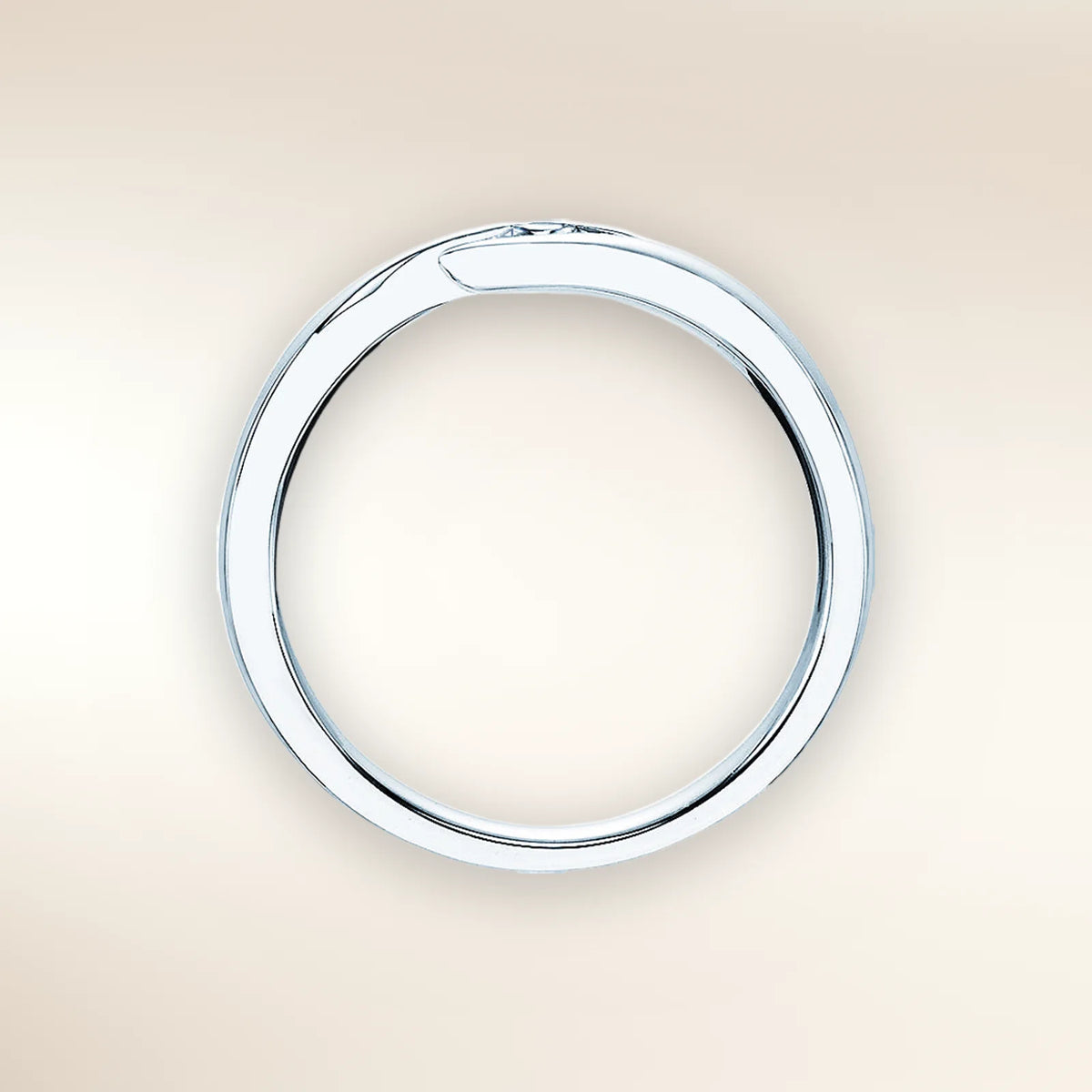 Verlobungsring TWIST Weißgold Seitenansicht, Blick durch die Ringschiene – Trauringmacher Freising & München