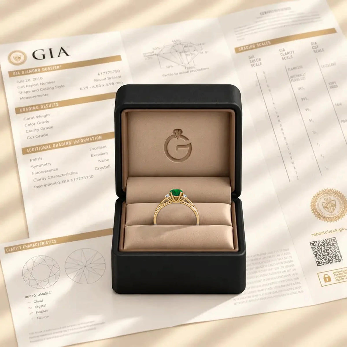 Verlobungsring LIFE Gelbgold mit Smaragd in Ringbox mit GIA-Zertifikat – Trauringmacher München & Freising