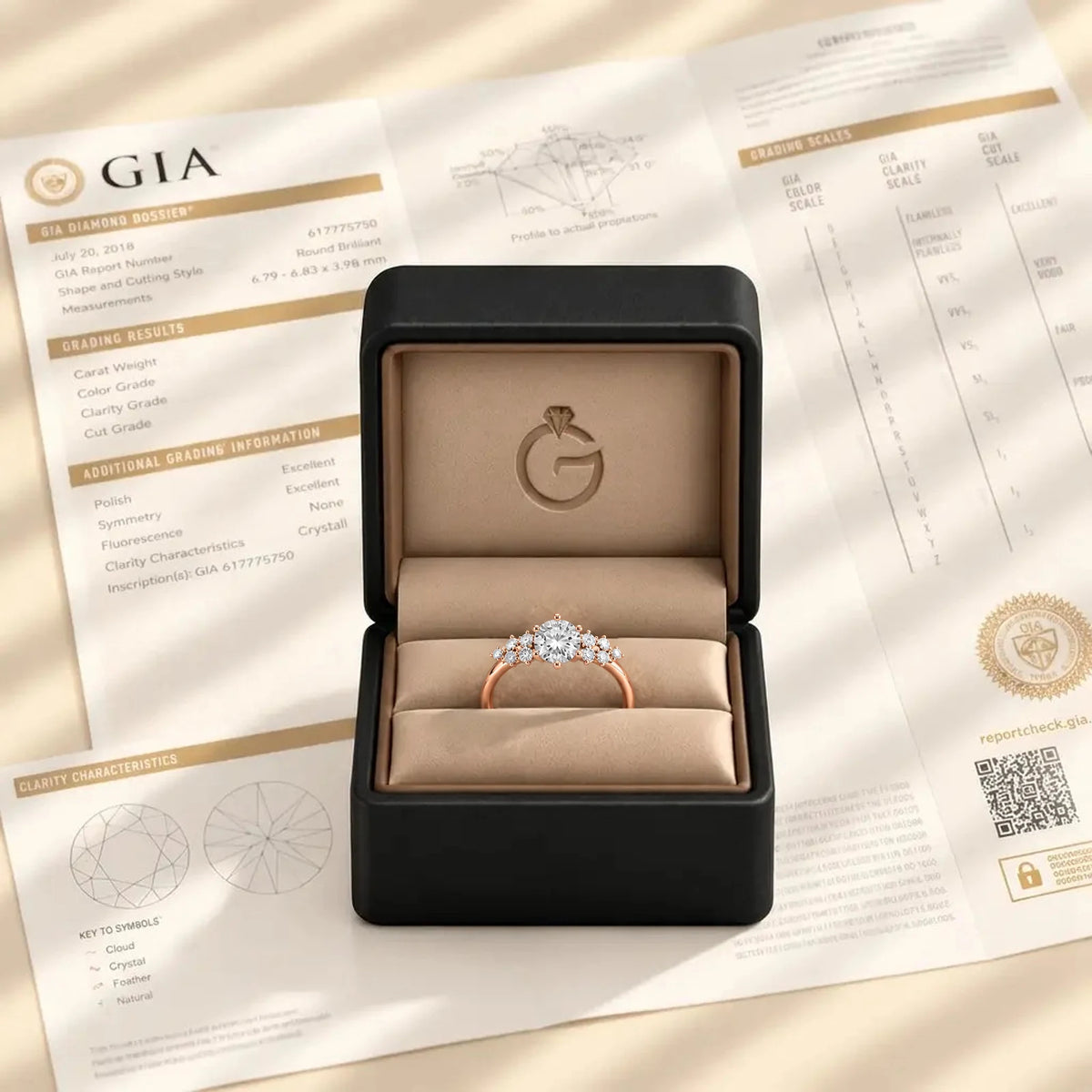 Verlobungsring MIRA Roségold in Ringbox mit GIA-Zertifikat – Trauringmacher München & Freising